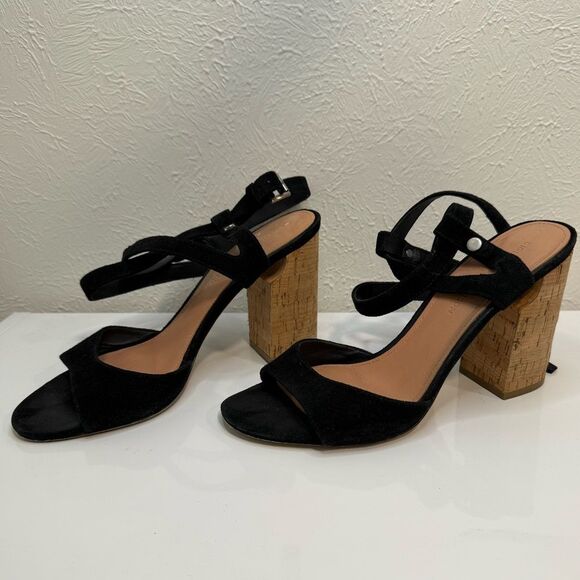 Sigerson Morrison Paulina 2 Black Suede Block Heel Sandals Sz 9 EUC - Picture 7 of 8